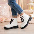 Girls White Glitter Combat Boots | Toddler Lace-Up Boots | Sparkly Fashion Boots for Girls | Fall & Winter Shoes