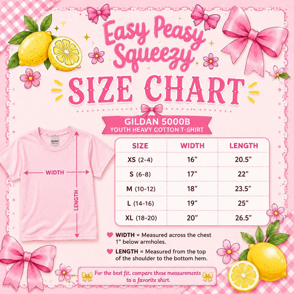 Easy Peasy Squeezy Lemon Shirt for Girls, Coquette Bow Lemon Tee, Cute Summer Citrus Graphic Tee, Toddler Youth Pink Shirt