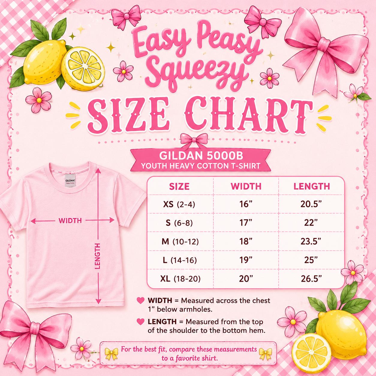 Easy Peasy Squeezy Lemon Shirt for Girls, Coquette Bow Lemon Tee, Cute Summer Citrus Graphic Tee, Toddler Youth Pink Shirt