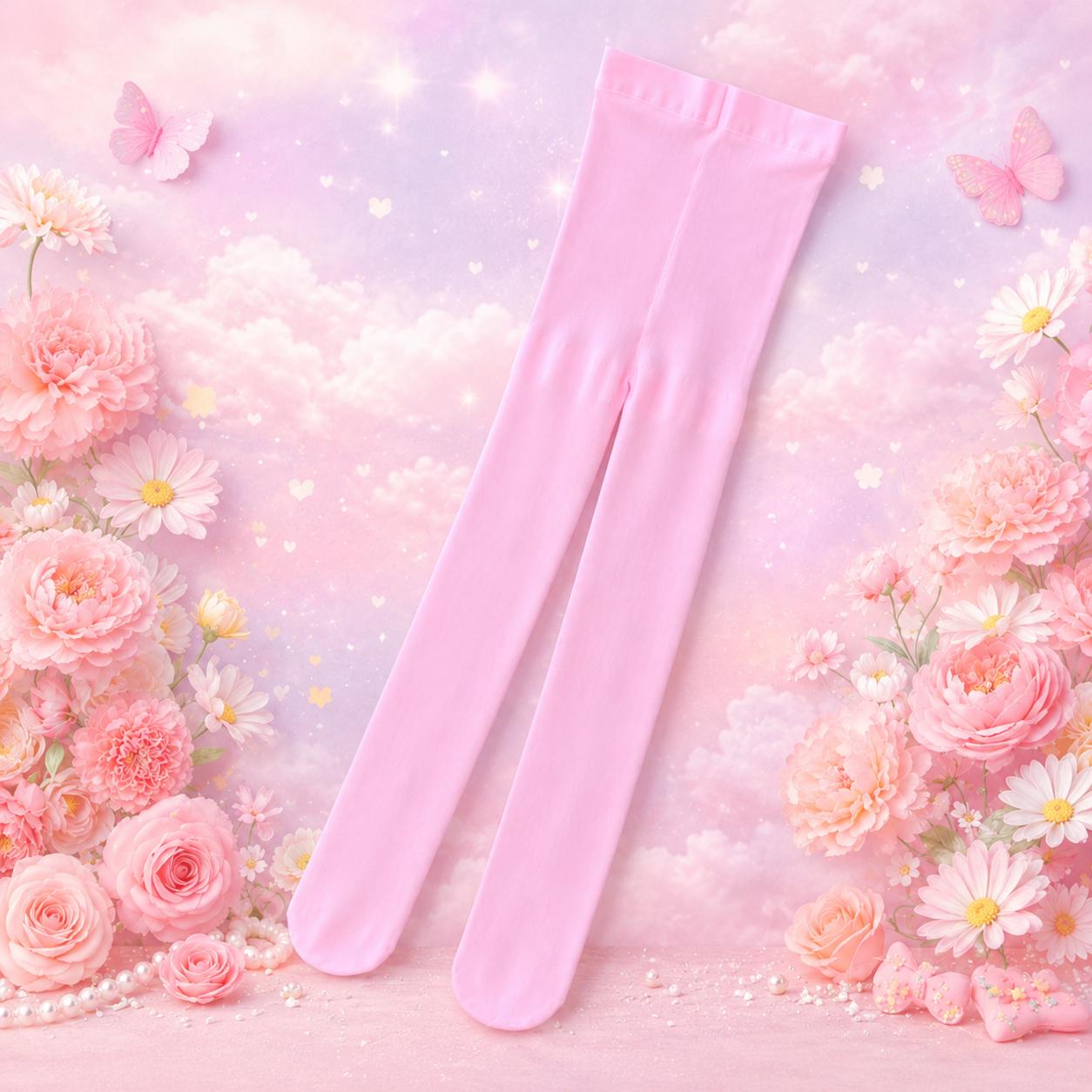 Girls Pink Tights | Toddler Pink Tights | Baby Girl Stockings | Soft Stretch Tights | Boutique Girls Legwear