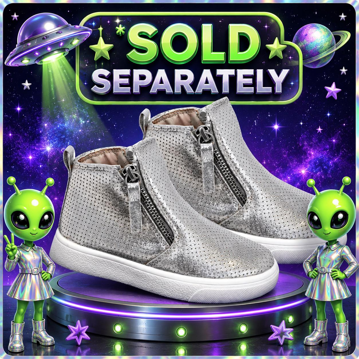 RESTOCKED! Girls Alien Costume, Toddler Alien Costume, Silver Holographic Halloween Costume, 4 Piece Extraterrestrial Dress Up Set, Toddler
