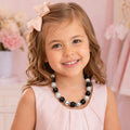 RESTOCKED! Silver & Black Glitter Bubblegum Necklace for Girls | Chunky Beaded Necklace | Boutique Kids Jewelry | Toddler