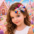 RESTOCKED! Candyland Hair Bow, Girls Boutique Hair Bow, Candy Theme Bow, Colorful Ribbon Bow, Toddler Hair Accessory
