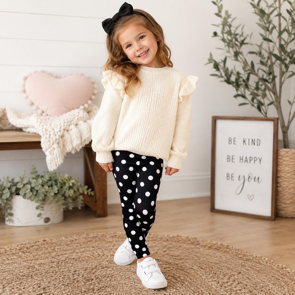Girls Black & White Polka Dot Leggings | Toddler Polka Dot Leggings | Boutique Girls Clothing | Baby Girl Leggings