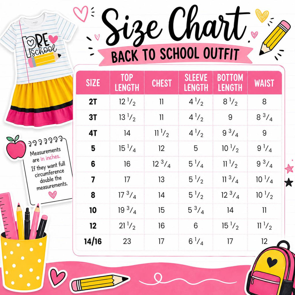 Preschool–5th Grade Paper & Pencil Skirt Set | Girls Back to School Outfit | First Day of School Outfit | Toddler And Girls Boutique