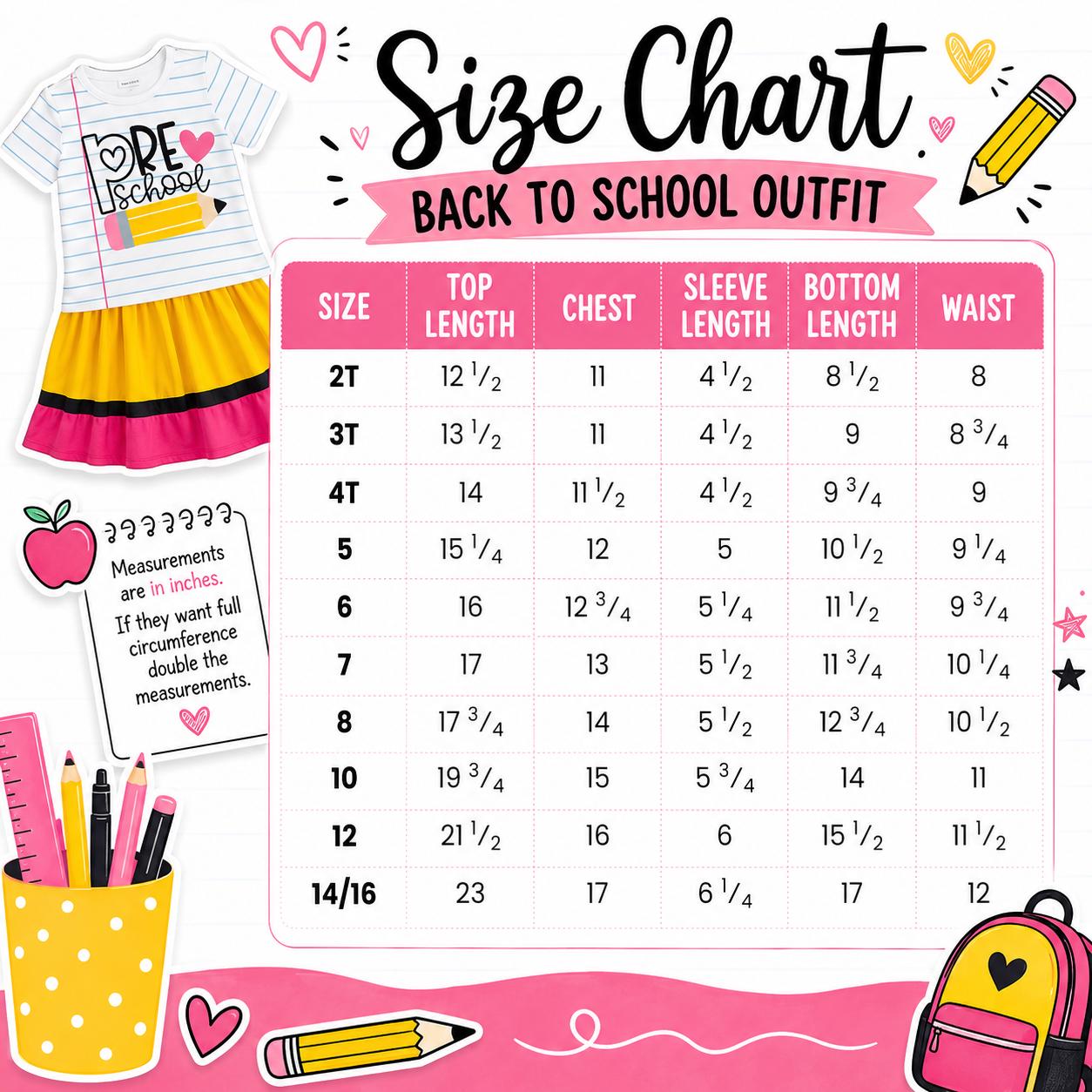 Preschool–5th Grade Paper & Pencil Skirt Set | Girls Back to School Outfit | First Day of School Outfit | Toddler And Girls Boutique