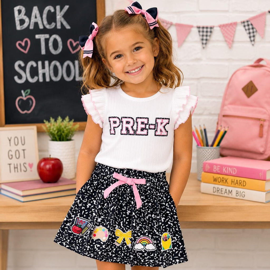 Pre-K–Sixth Grade Notebook Skirt Set | Back to School Outfit | First Day of School Outfit | Girls School Outfit | Pre-K, Kindergarten–6th