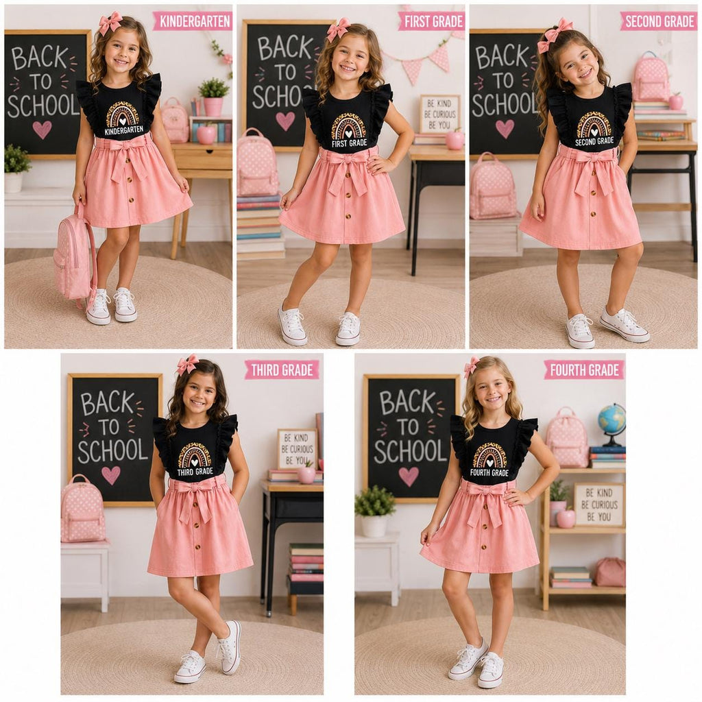 Pre-K–4th Grade Black & Pink Dress | Back to School Outfit | First Day of School Dress | Toddler Girl School Dress | Girls Classroom Outfit