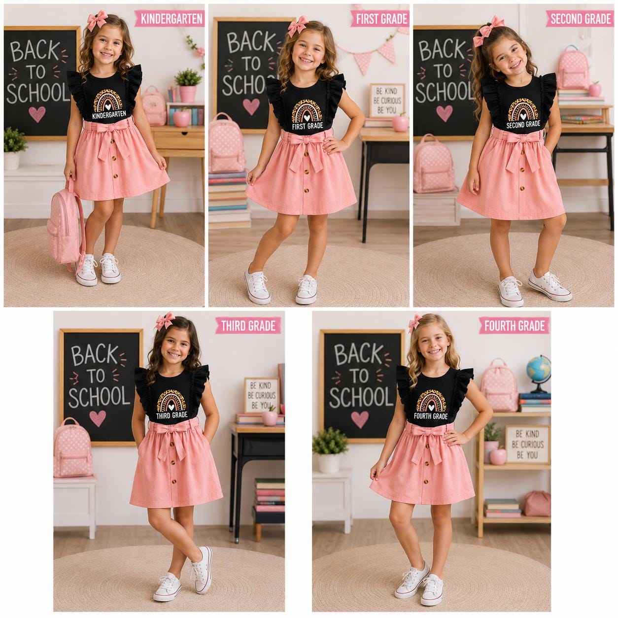 Pre-K–4th Grade Black & Pink Dress | Back to School Outfit | First Day of School Dress | Toddler Girl School Dress | Girls Classroom Outfit