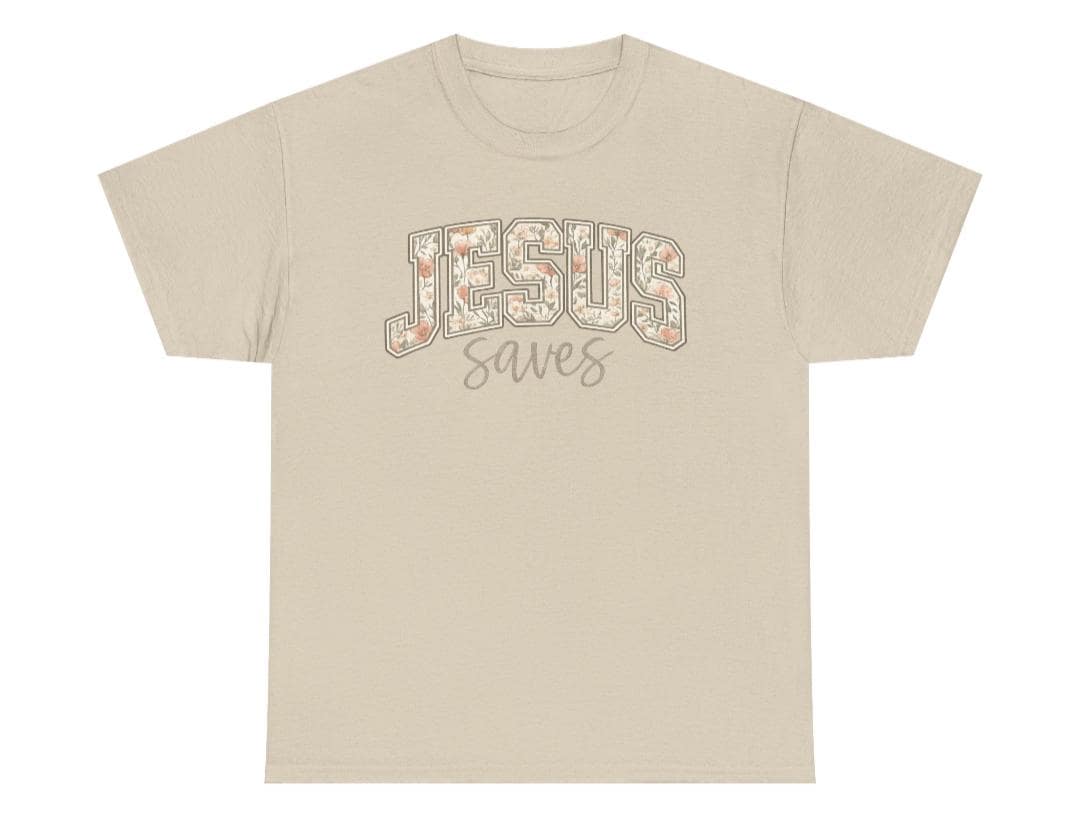Jesus Saves Shirt, Christian Floral T-Shirt, Unisex Fit Faith Graphic Tee, Religious Shirt for Women, Floral Varsity Tee, Bible Verse Shirt
