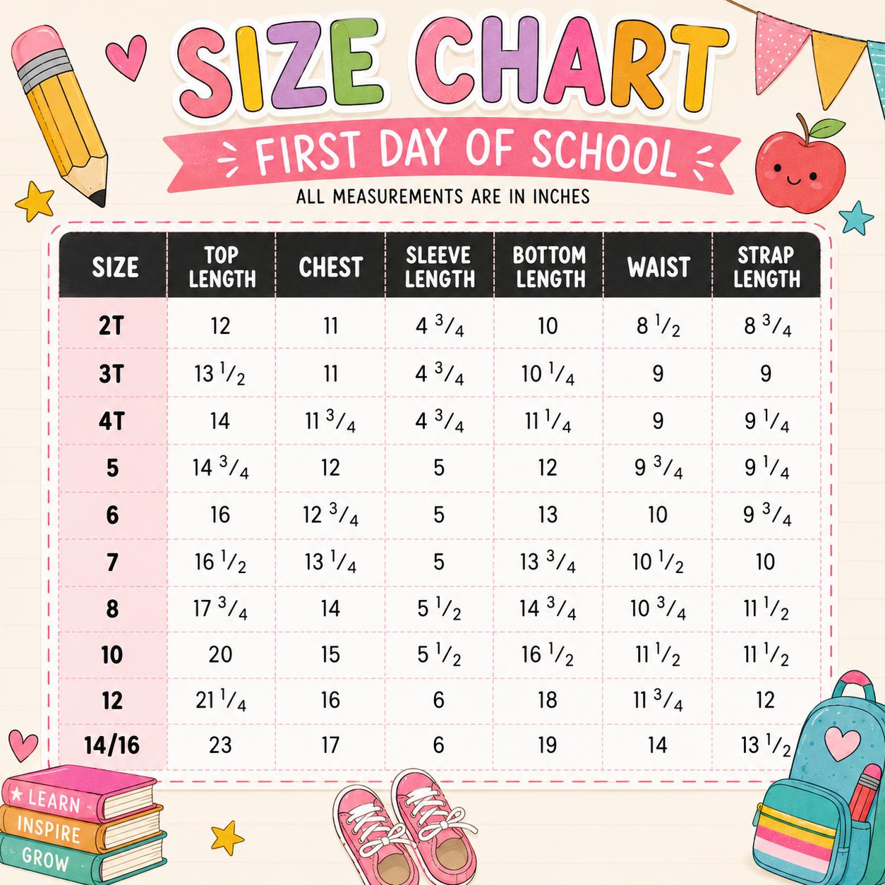 Pre-K–5th Grade Pencil Suspender Skirt Set | First Day of School Outfit | Back to School Girls Outfit | Kindergarten Outfit